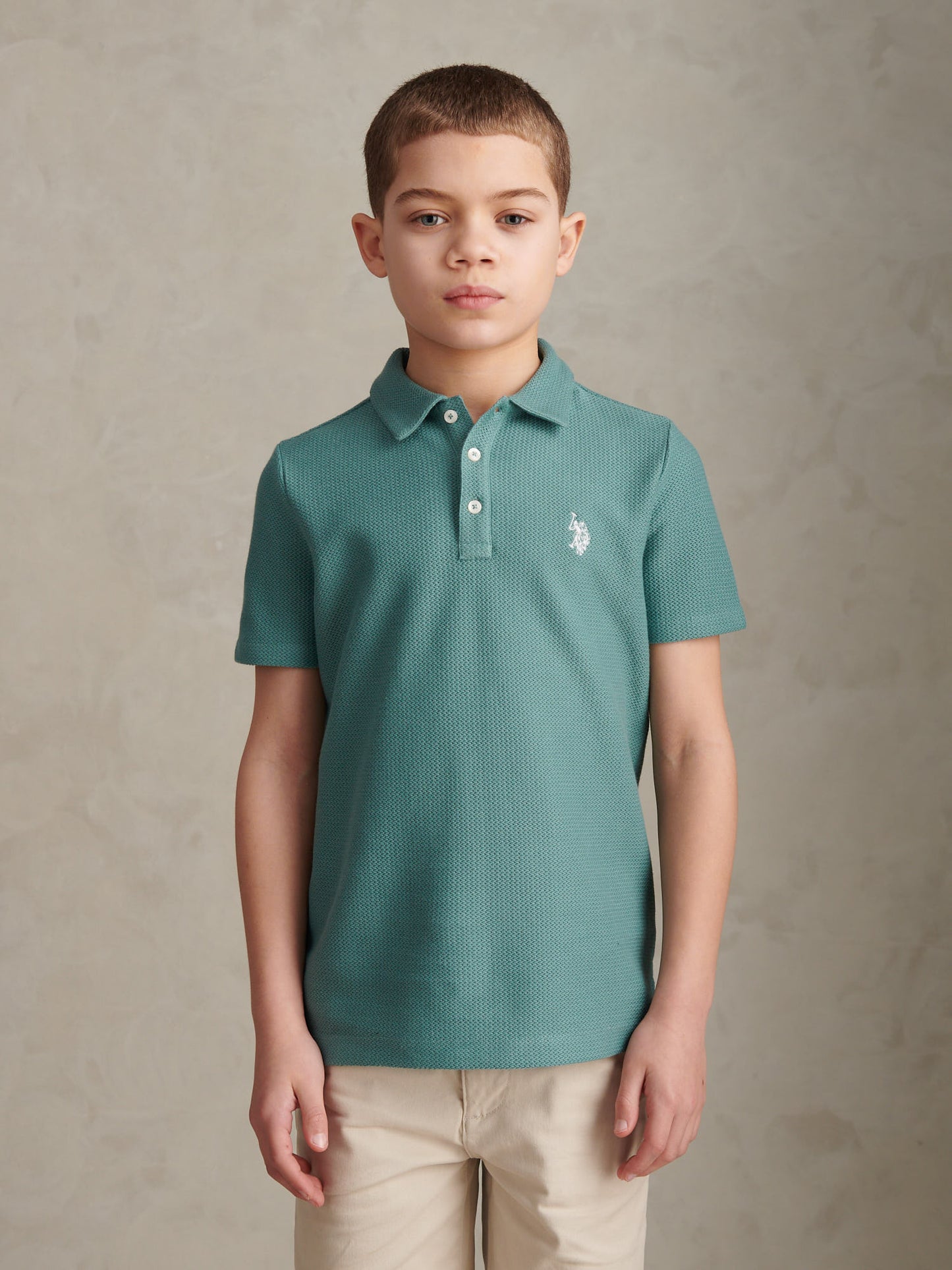 Boys Herringbone Collar Polo Shirt Arctic