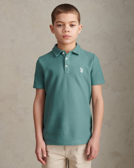 Boys Herringbone Collar Polo Shirt Arctic