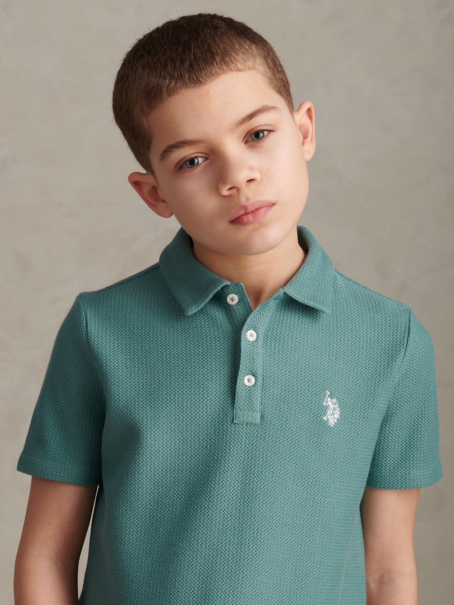 Boys Herringbone Collar Polo Shirt Arctic