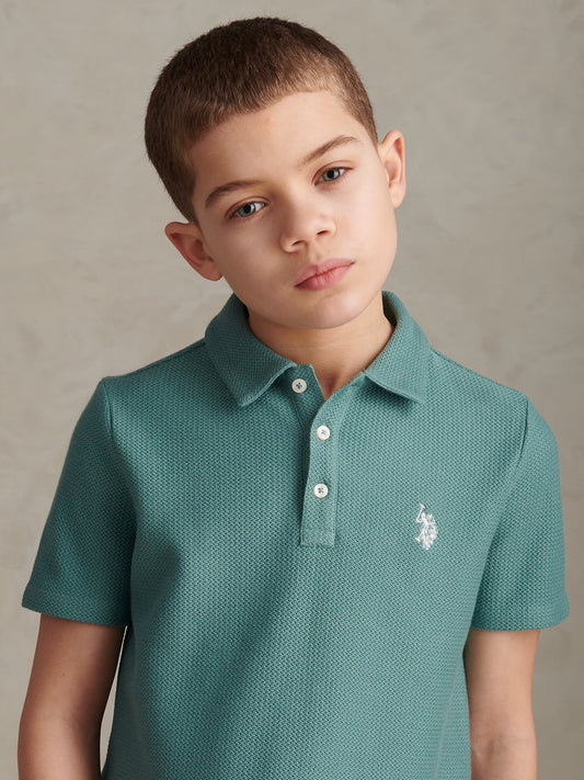 Boys Herringbone Collar Polo Shirt Arctic