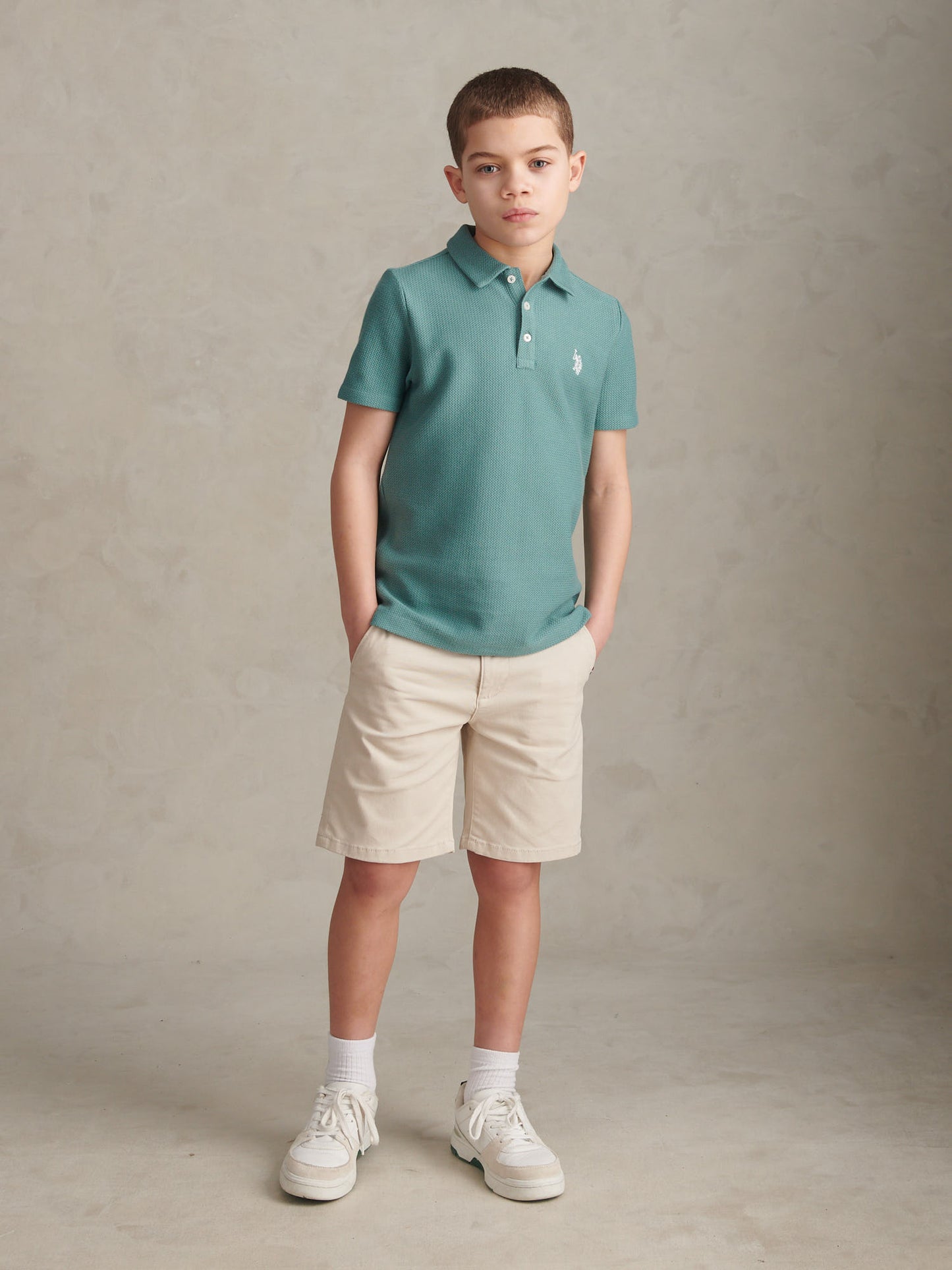Boys Herringbone Collar Polo Shirt Arctic