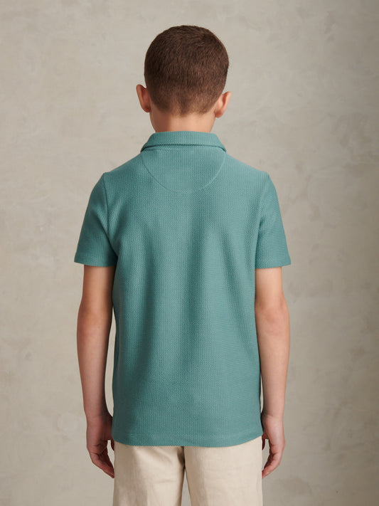 Boys Herringbone Collar Polo Shirt Arctic