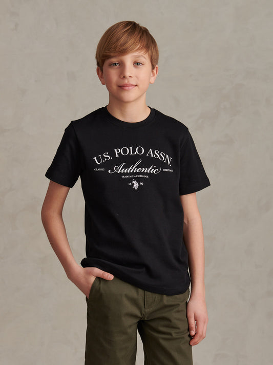 Boys Arch Script Graphic T-Shirt Black