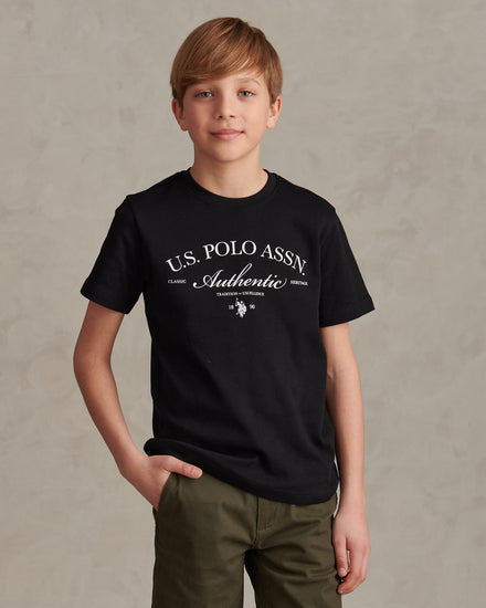 Boys Arch Script Graphic T-Shirt Black