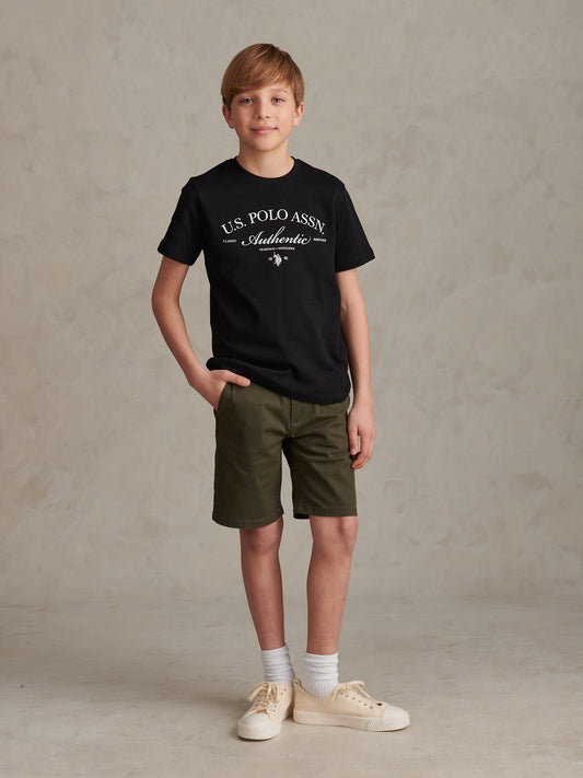Boys Arch Script Graphic T-Shirt Black