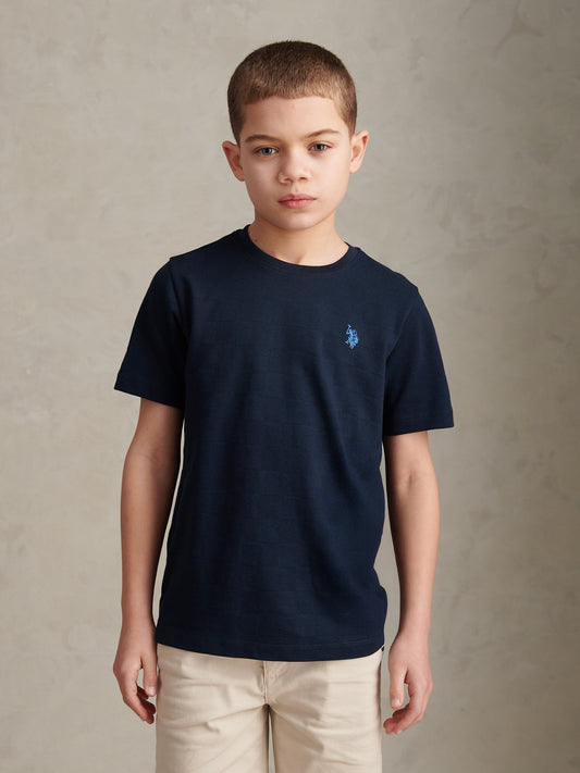 Boys Square Textured T-Shirt Dark Sapphire Navy