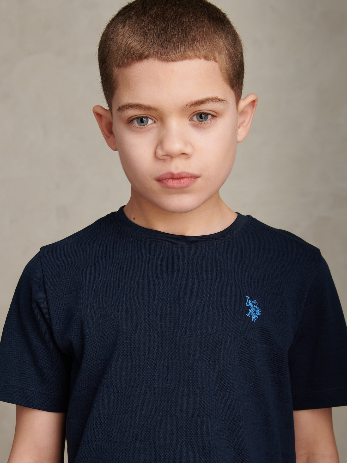 Boys Square Textured T-Shirt Dark Sapphire Navy