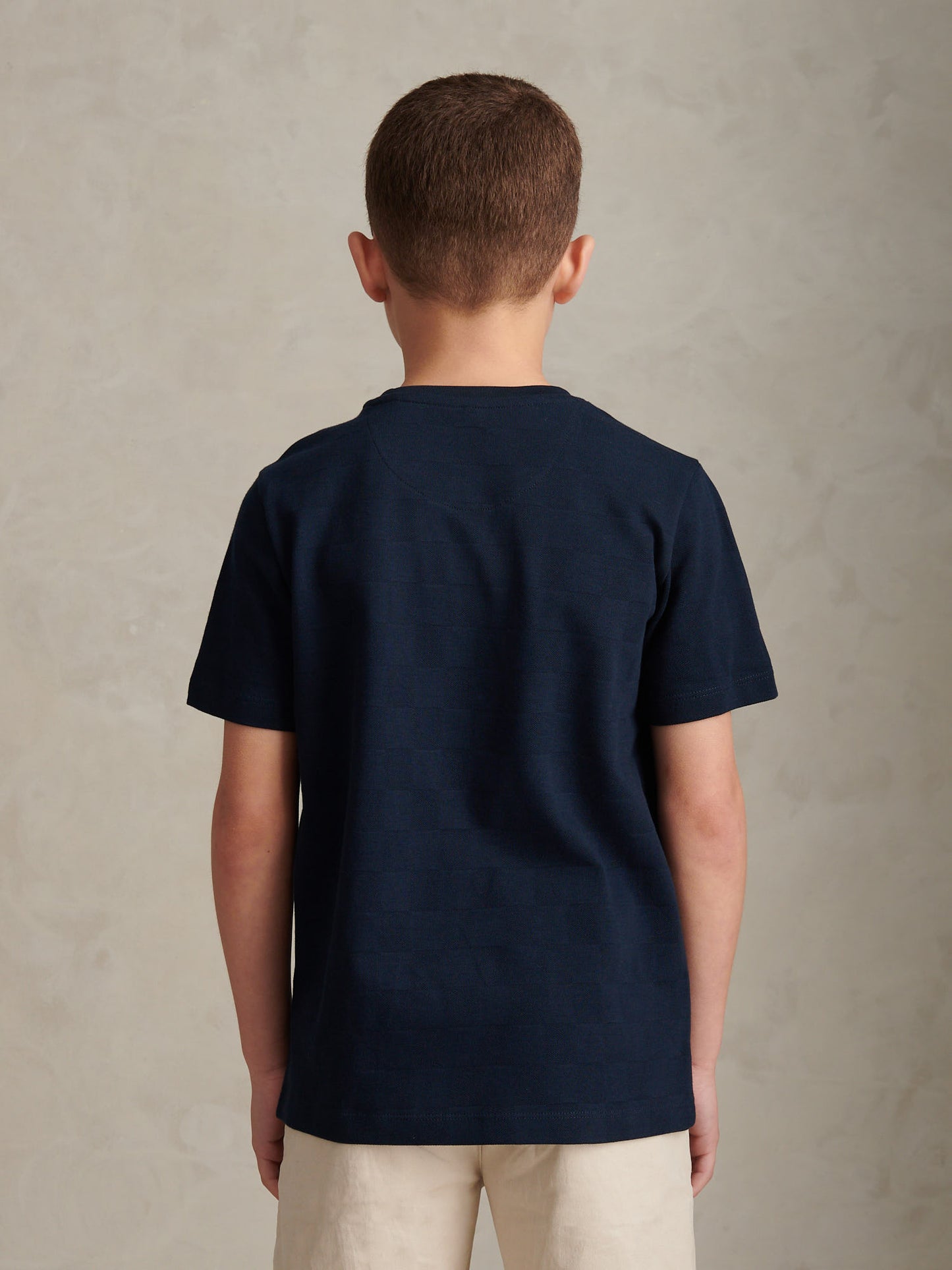 Boys Square Textured T-Shirt Dark Sapphire Navy