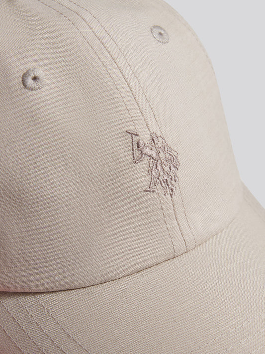 Boys Dobby Linen Blend Baseball Cap Beige