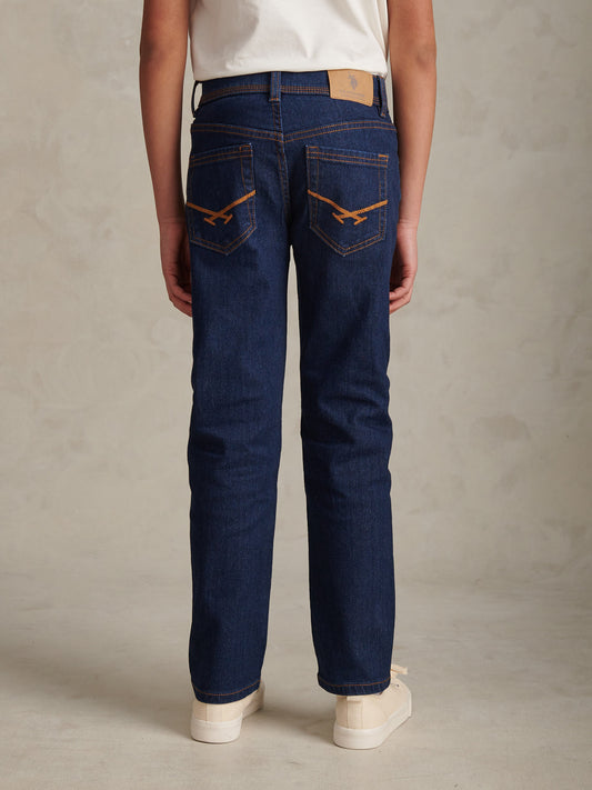 Boys Straight Fit Stretch Jeans Rinse Wash