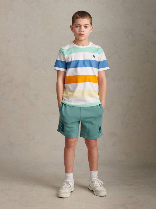 Boys Block Stripe T-Shirt Bright White
