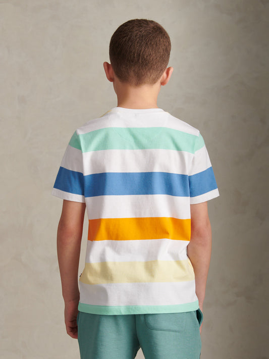 Boys Block Stripe T-Shirt Bright White