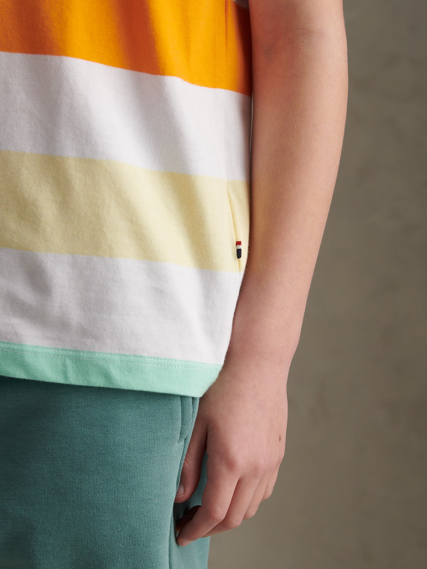 Boys Block Stripe T-Shirt Bright White