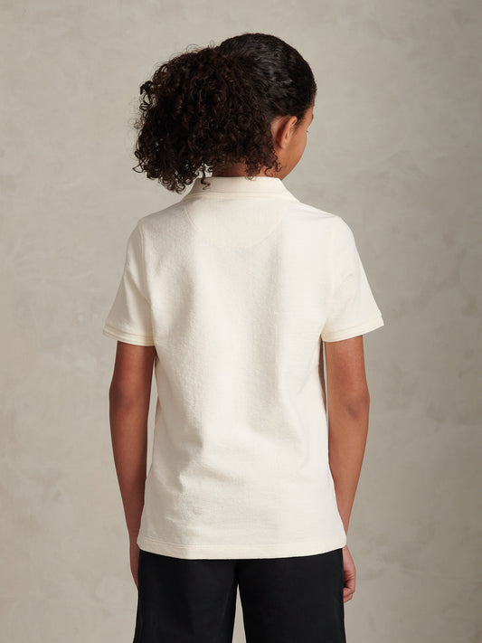 Boys Towelling Open Collar Polo Shirt Whisper White