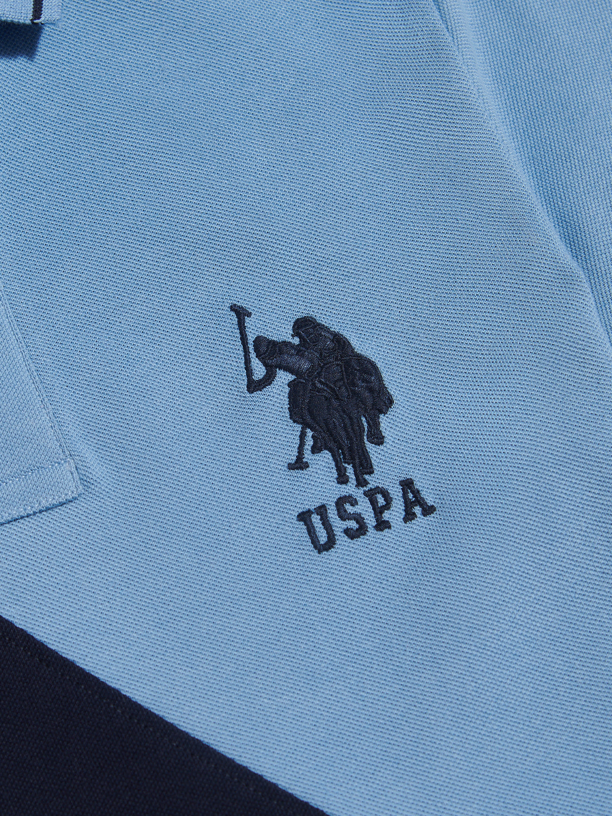 Boys Sash Two Colour Pique Polo Shirt Ashleigh Blue