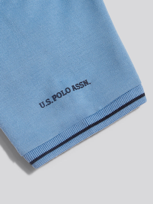 Boys Sash Two Colour Pique Polo Shirt Ashleigh Blue