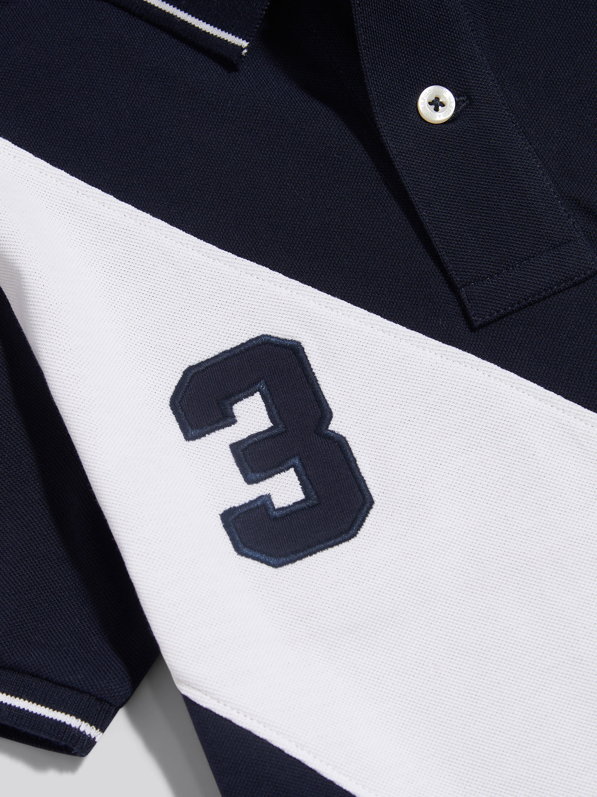 Boys Sash Two Colour Pique Polo Shirt Dark Sapphire Navy