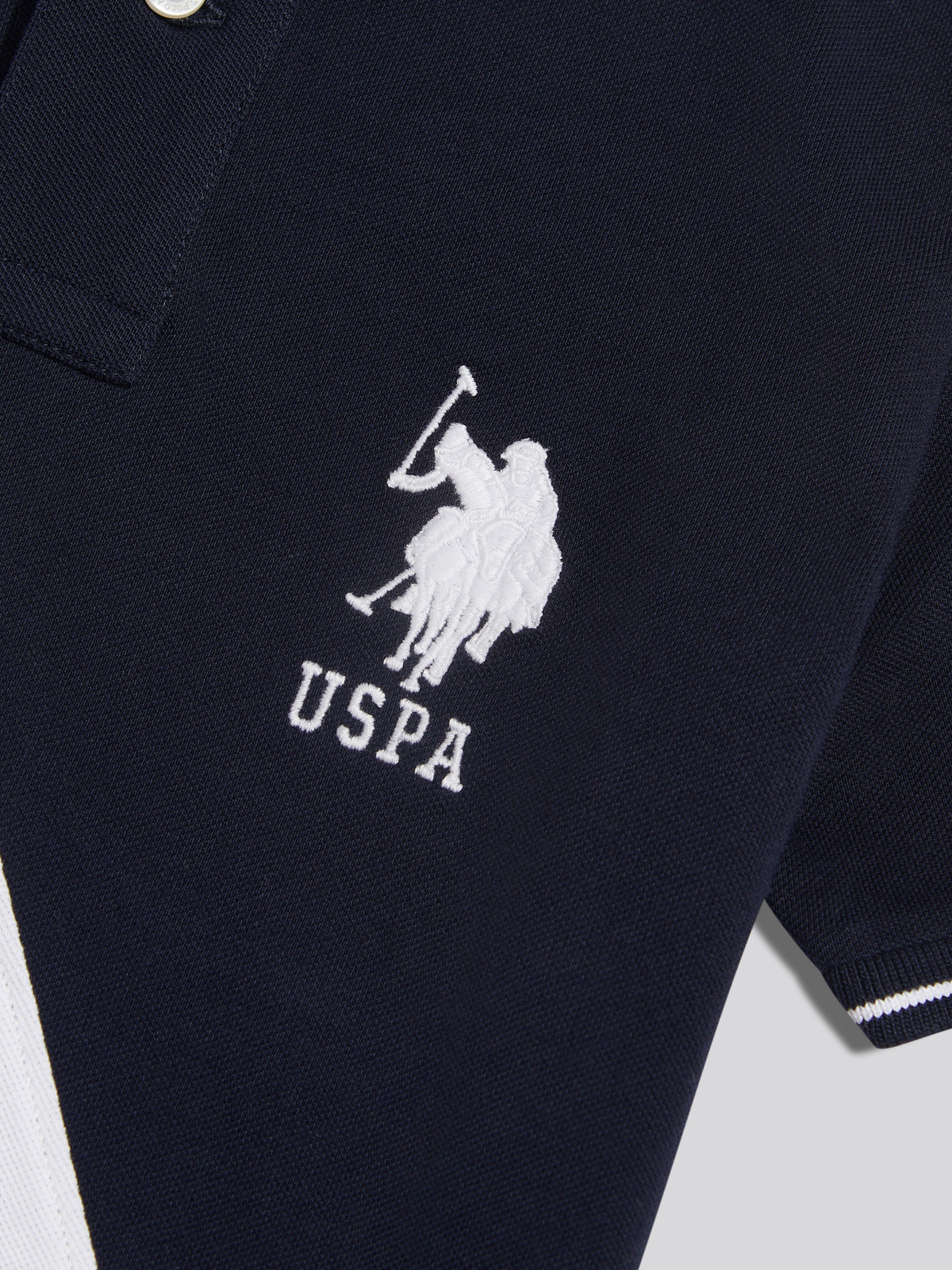 Boys Sash Two Colour Pique Polo Shirt Dark Sapphire Navy