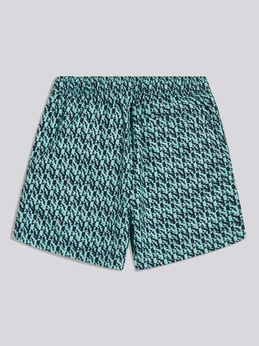 Boys Repeat Print Swim Shorts Ice Green