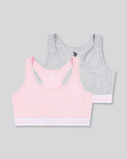 Girls 2 Pack Crop Tops in Pink