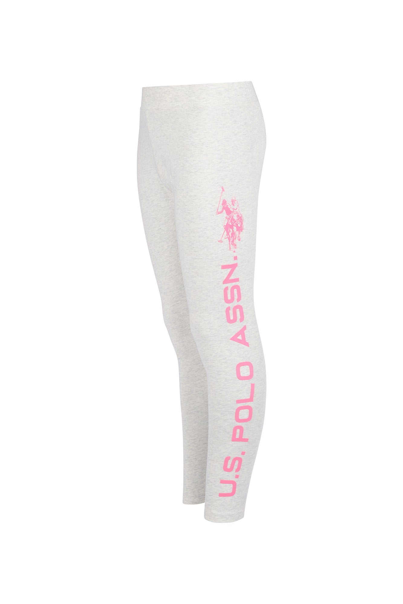 Girls Sport Logo Legging in Pearl Grey Marl