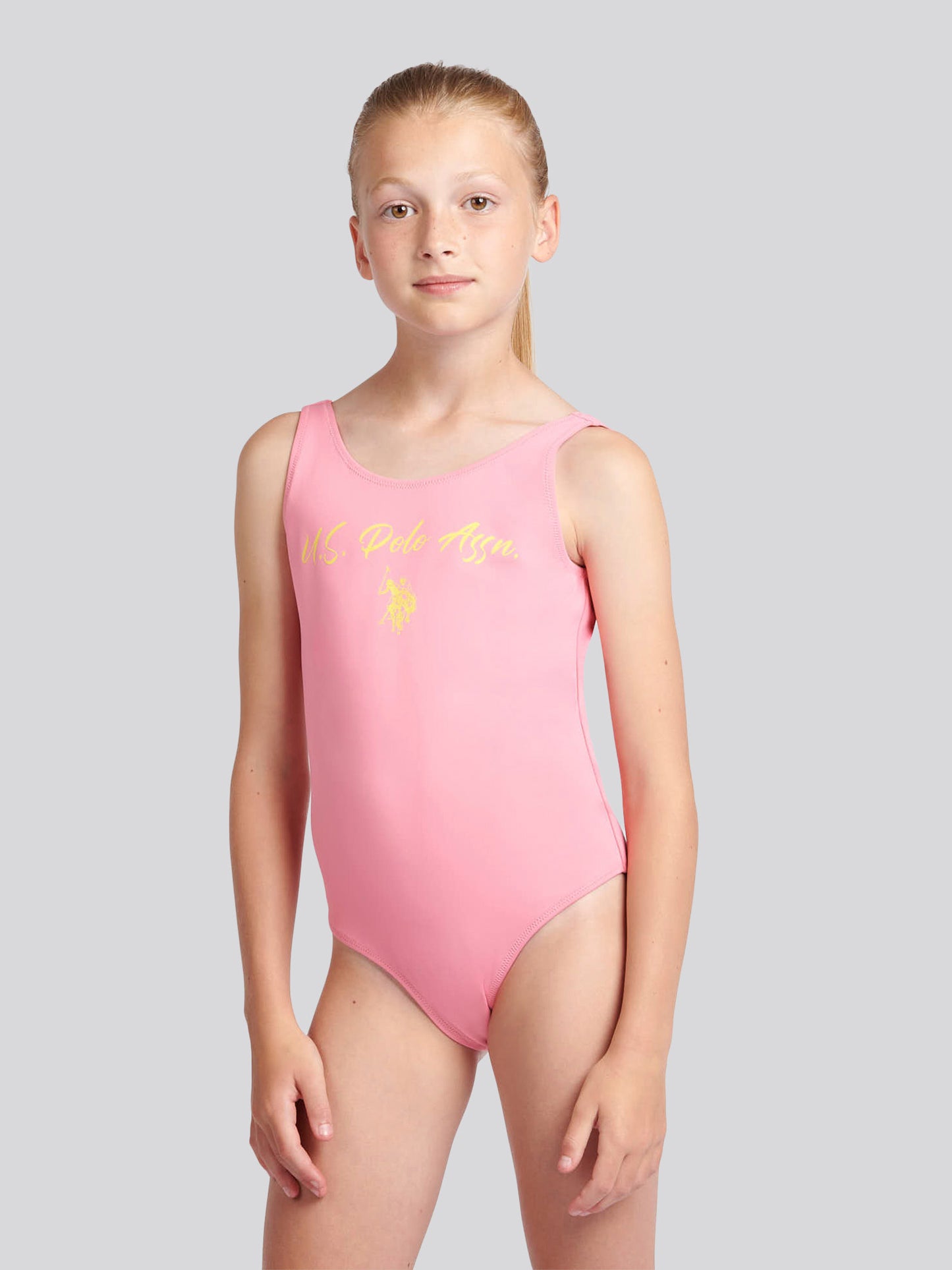 Girls Script Swimsuit in Morning Glory