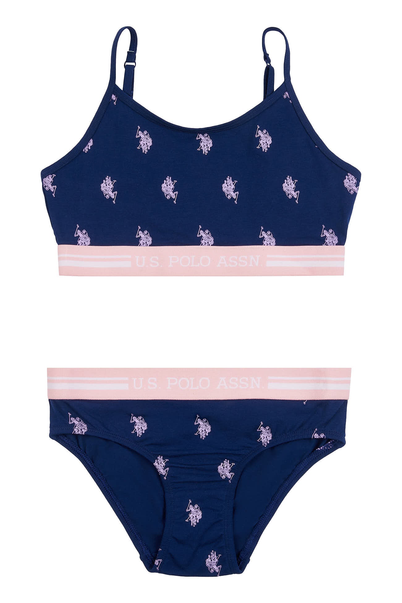 U.S. Polo Assn. Girls Bralette and Brief Underwear Set in Blue