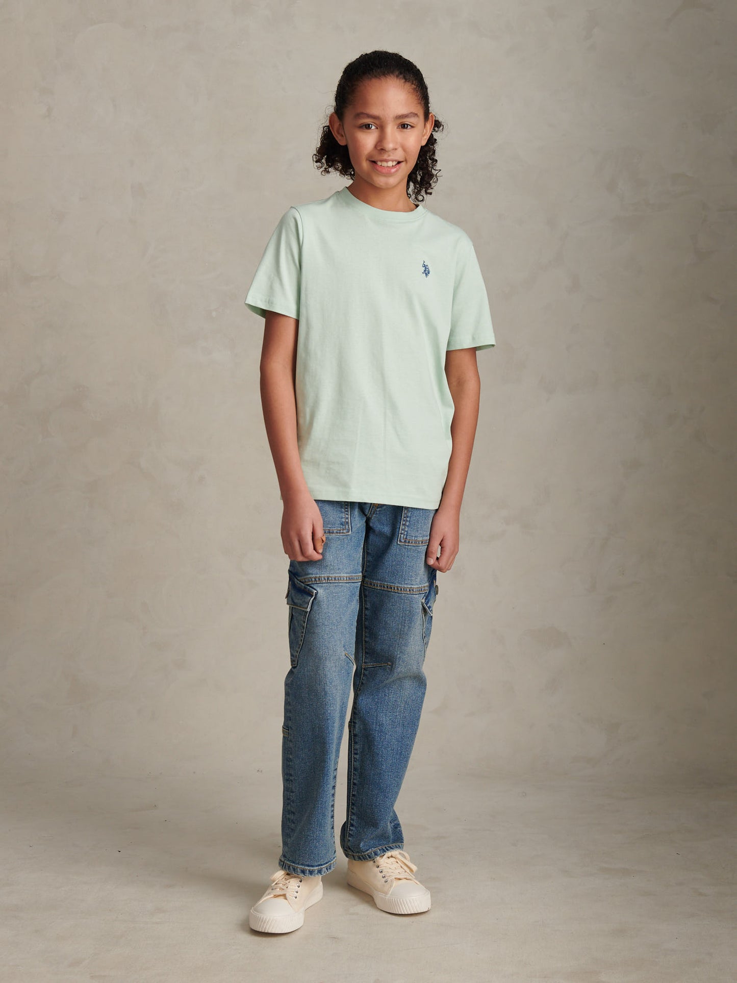 Boys Cargo Fit Stretch Jeans Worn Wash