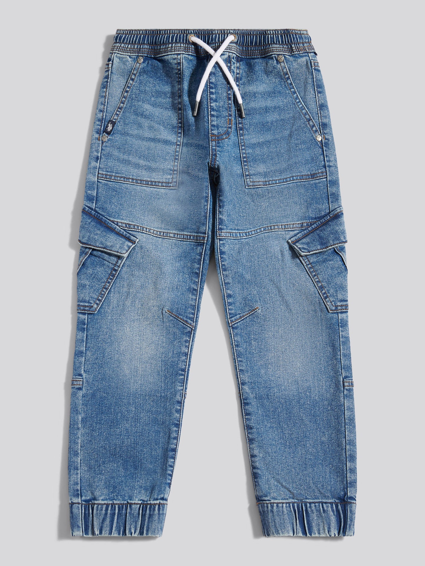 Boys Cargo Fit Stretch Jeans Worn Wash
