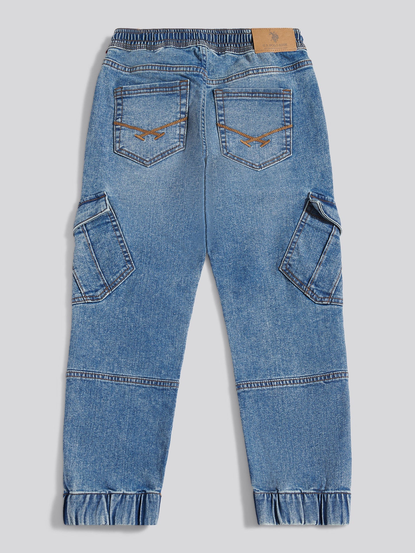 Boys Cargo Fit Stretch Jeans Worn Wash