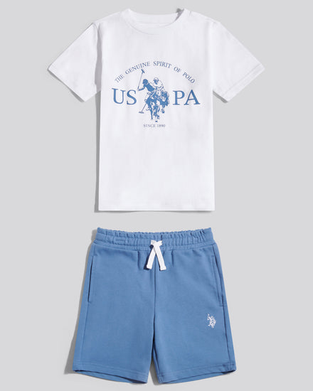 Boys Spirit Graphic T-Shirt &  Loopback Shorts Set Bright White
