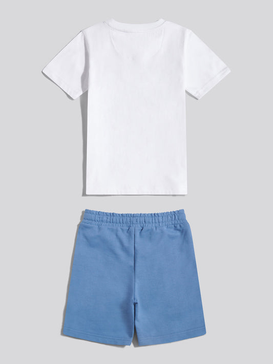 Boys Spirit Graphic T-Shirt &  Loopback Shorts Set Bright White