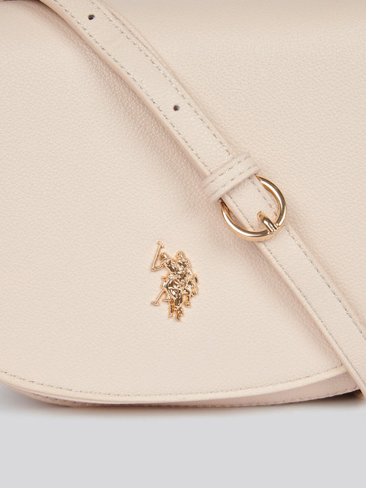U.S. Polo Assn. Womens Jones Flap Crossbody Bag in Powder