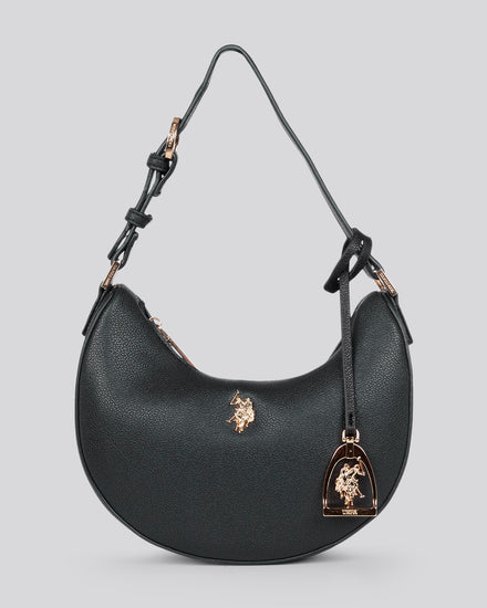 U.S. Polo Assn. Womens Jones Small Round Hobo Bag in Black