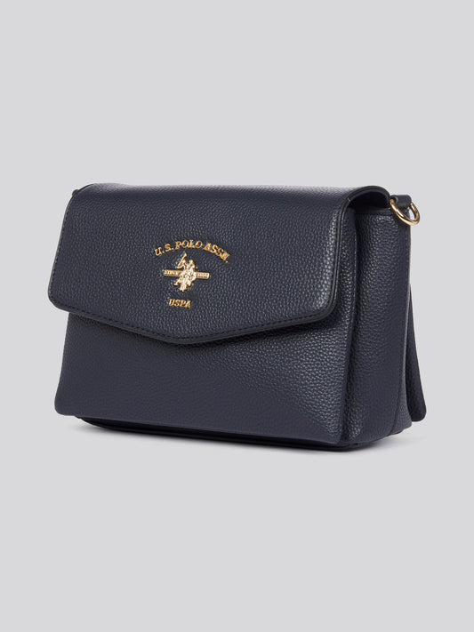 U.S. Polo Assn. Womens Stanford Flap Crossbody Bag in Navy