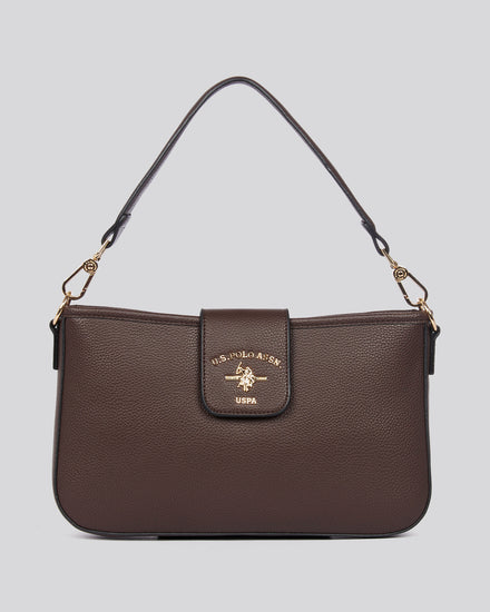 U.S. Polo Assn. Womens Stanford Baguette Bag in Dark Brown