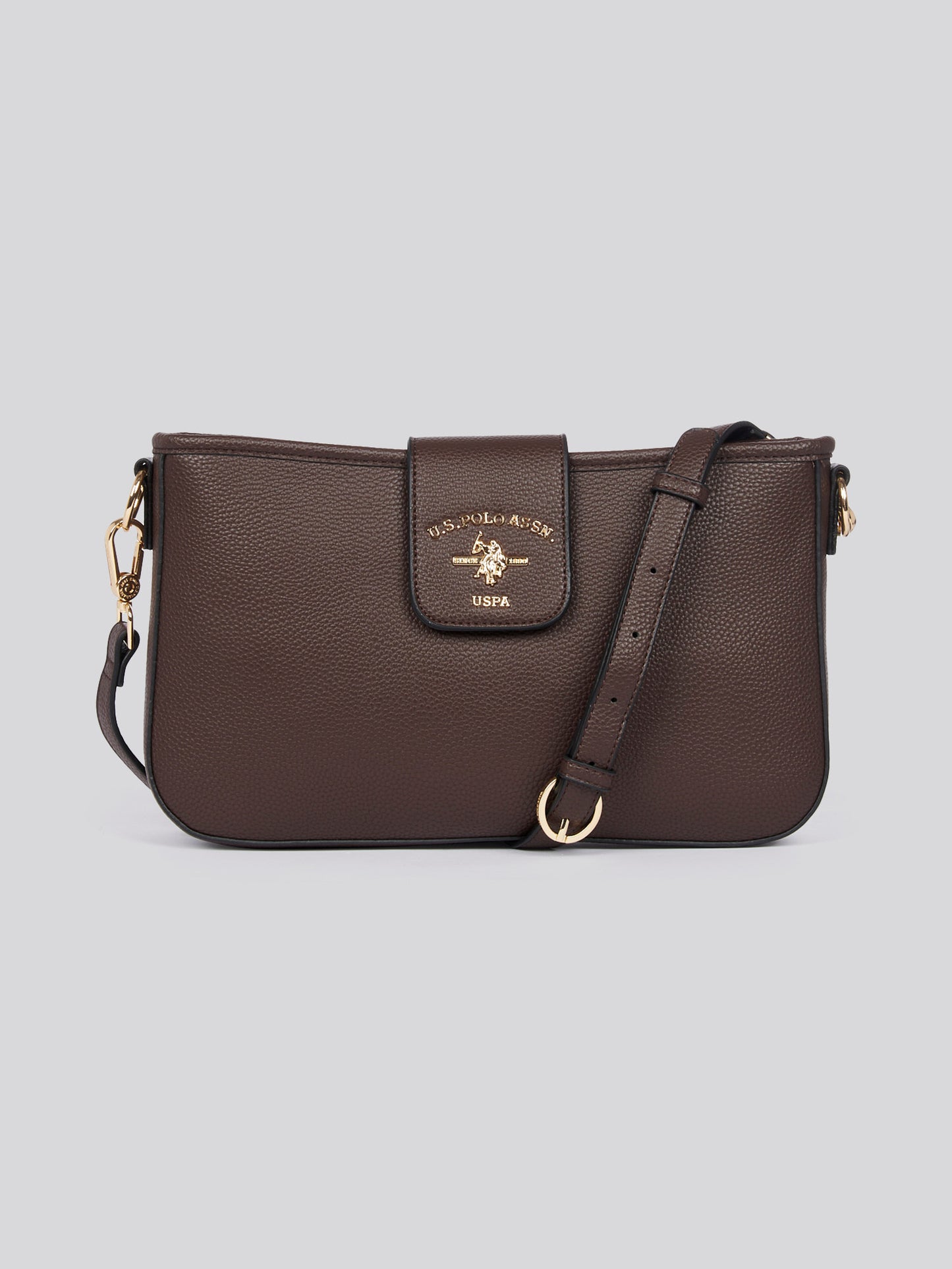 U.S. Polo Assn. Womens Stanford Baguette Bag in Dark Brown