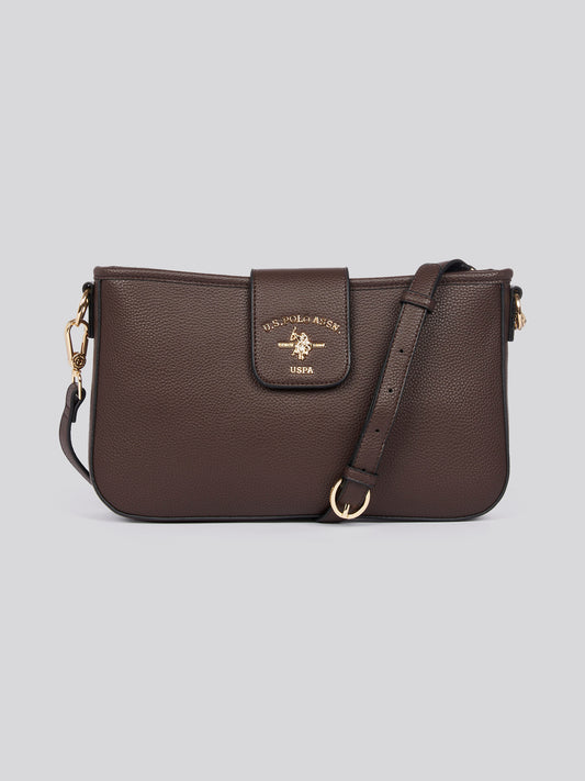 U.S. Polo Assn. Womens Stanford Baguette Bag in Dark Brown