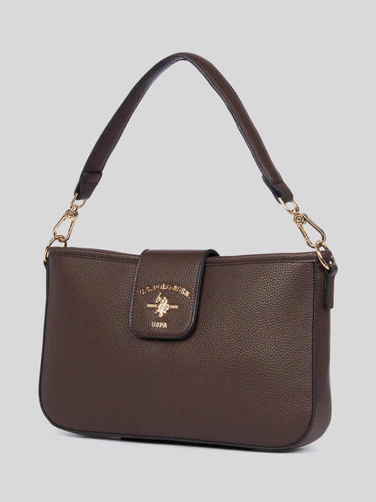U.S. Polo Assn. Womens Stanford Baguette Bag in Dark Brown