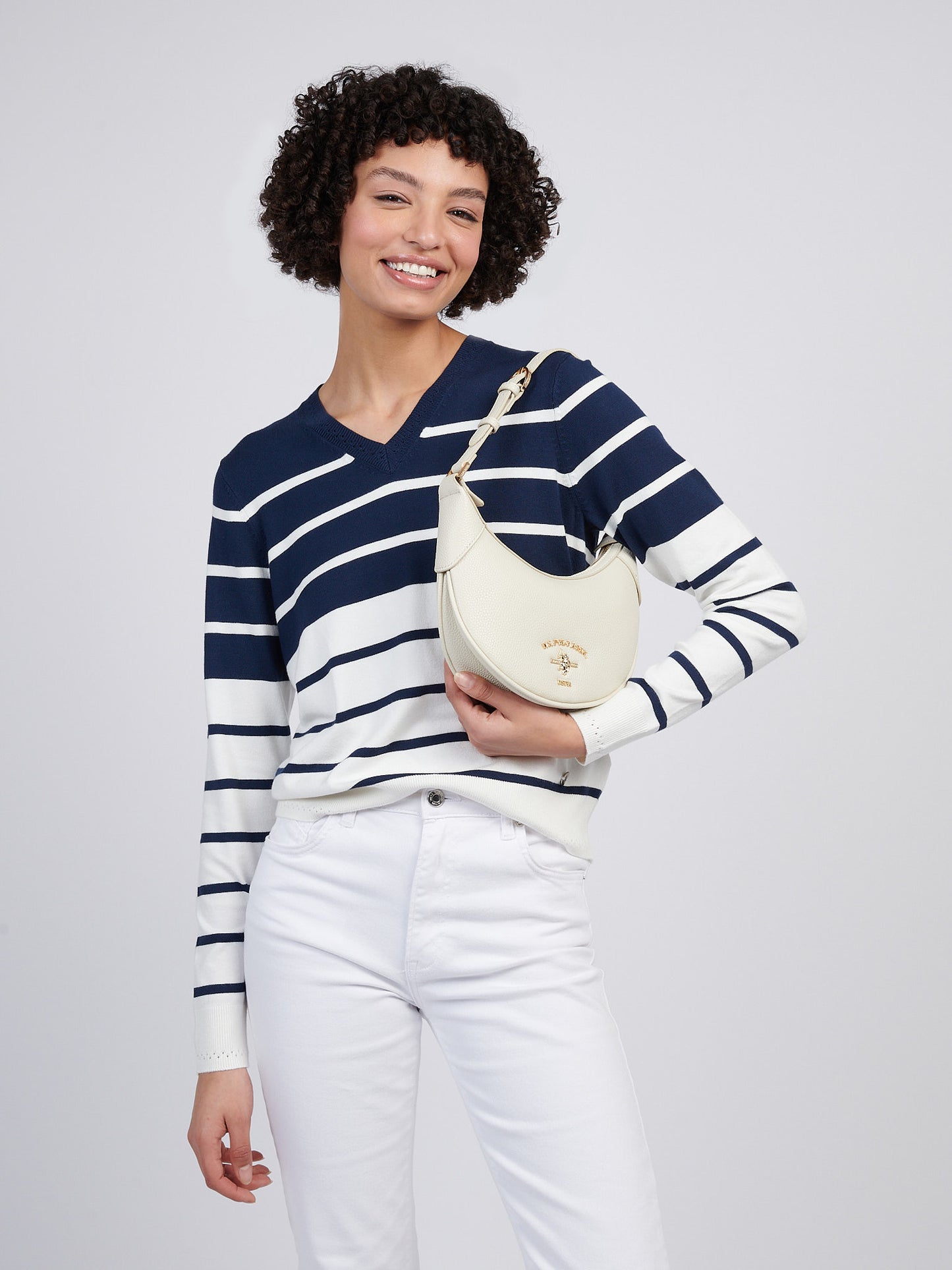 U.S. Polo Assn. Womens Stanford Small Hobo Bag in Off White