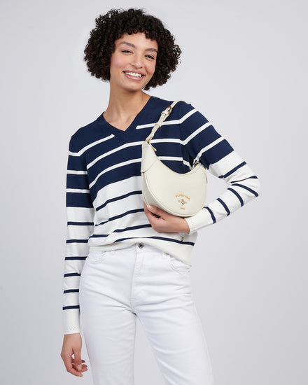 U.S. Polo Assn. Womens Stanford Small Hobo Bag in Off White