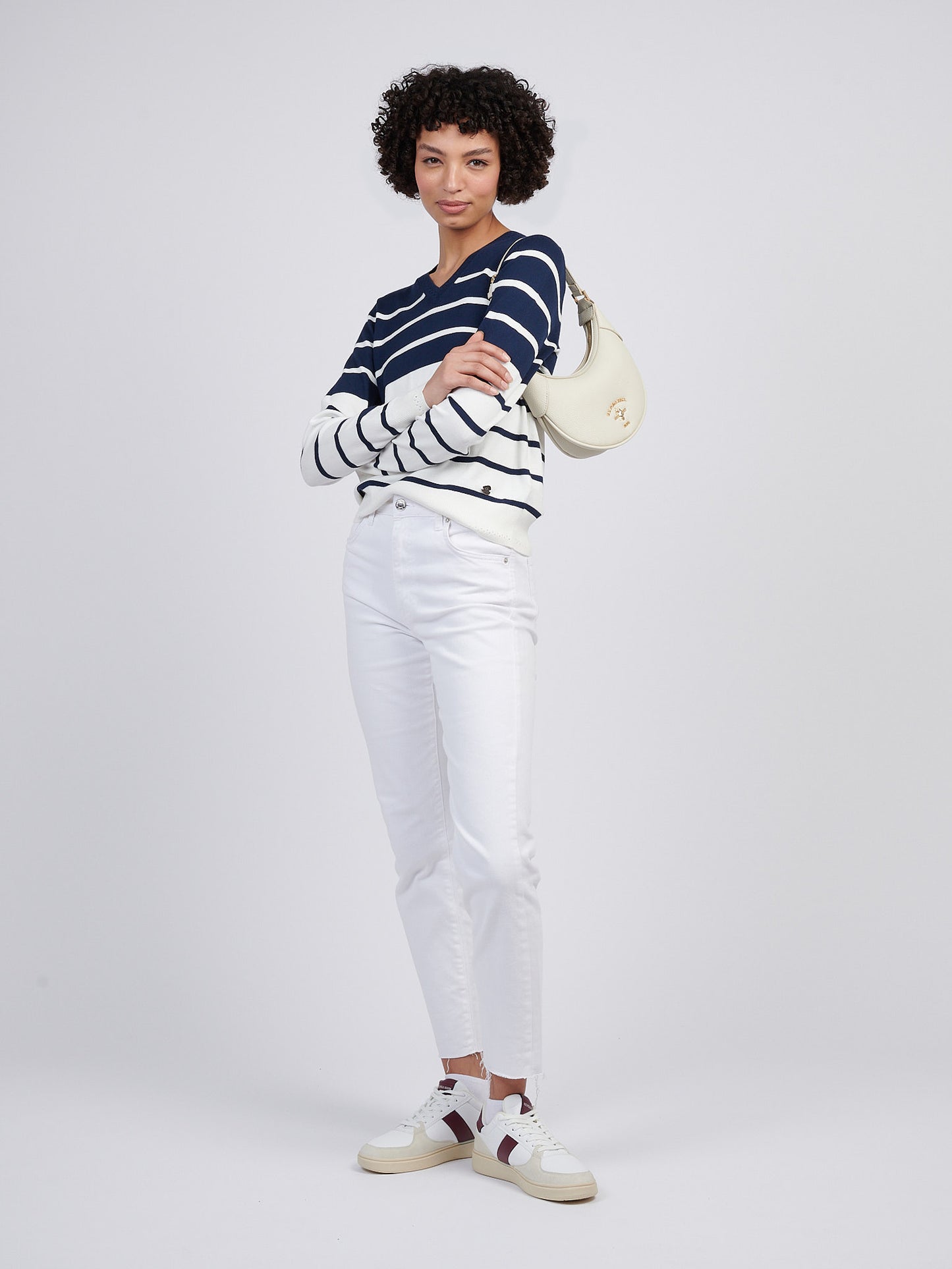 U.S. Polo Assn. Womens Stanford Small Hobo Bag in Off White