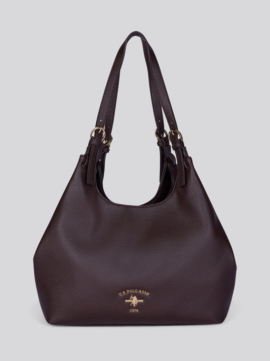 U.S. Polo Assn. Womens Stanford Large Handle Bag Dark Brown