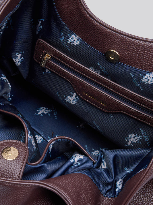 U.S. Polo Assn. Womens Stanford Large Handle Bag Dark Brown