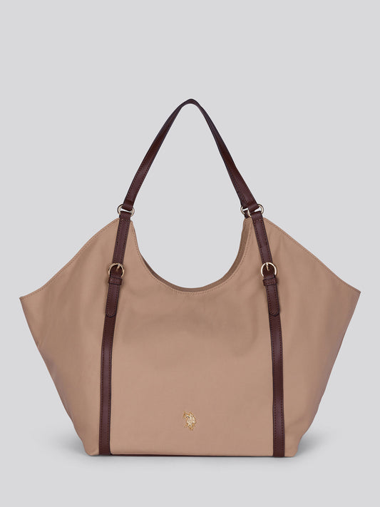 U.S. Polo Assn. Womens Houston Large Double Handle Bag Warm Taupe