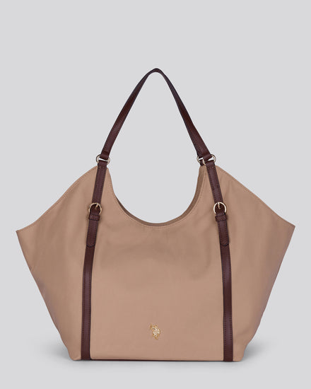 U.S. Polo Assn. Womens Houston Large Double Handle Bag Warm Taupe