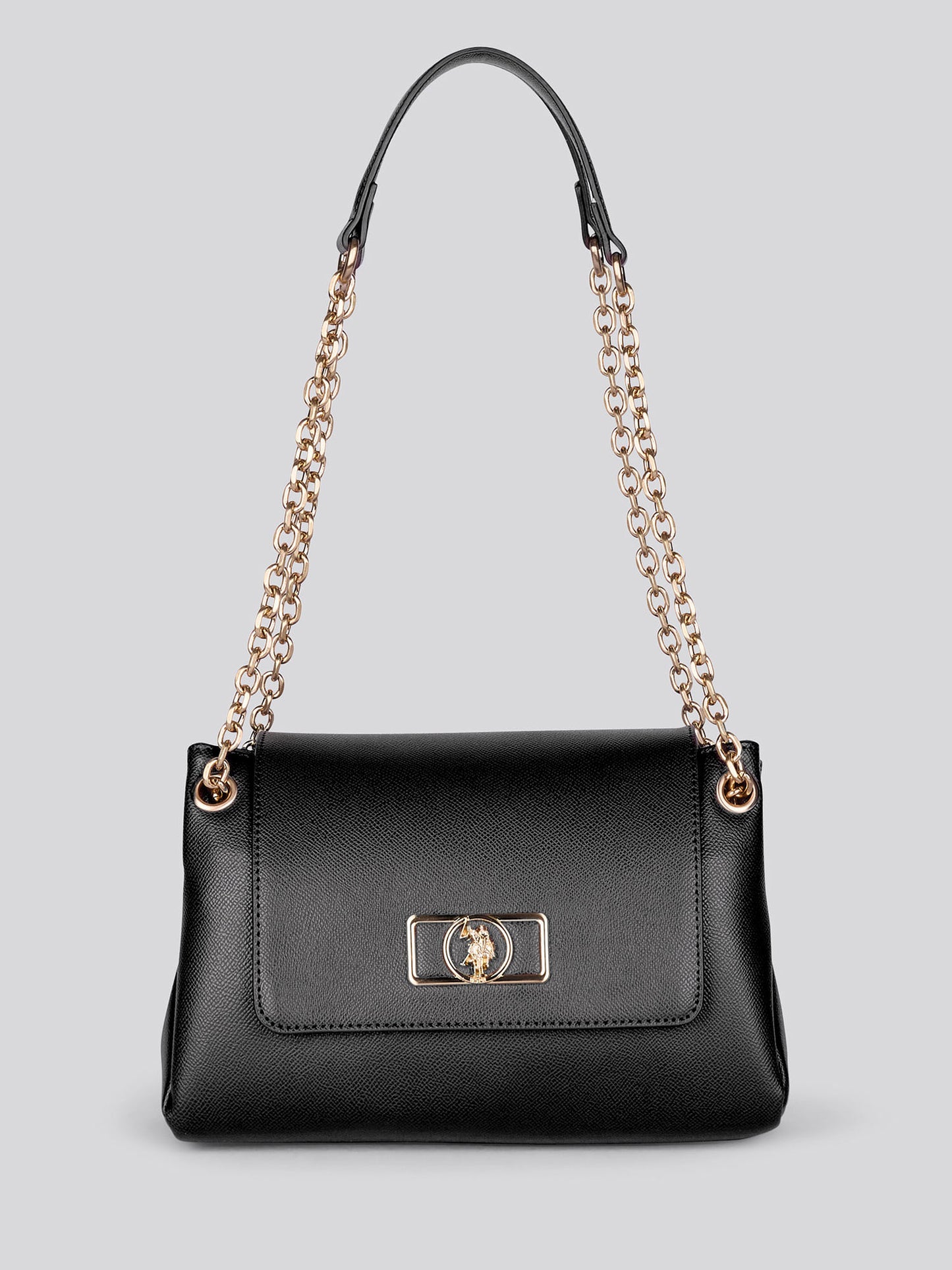 Womens Jones Chic Flap Chain Crossbody Bag in Black