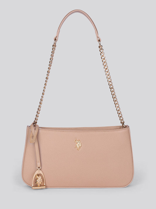 Womens Jones Small Hobo Bag w/ Chain in Beige