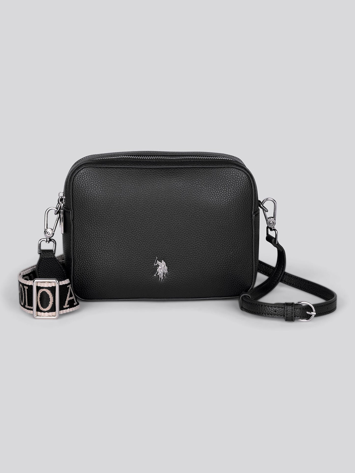 U.S. Polo Assn. Womens Mansion Double Zip Crossbody Bag Black