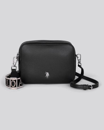 U.S. Polo Assn. Womens Mansion Double Zip Crossbody Bag Black